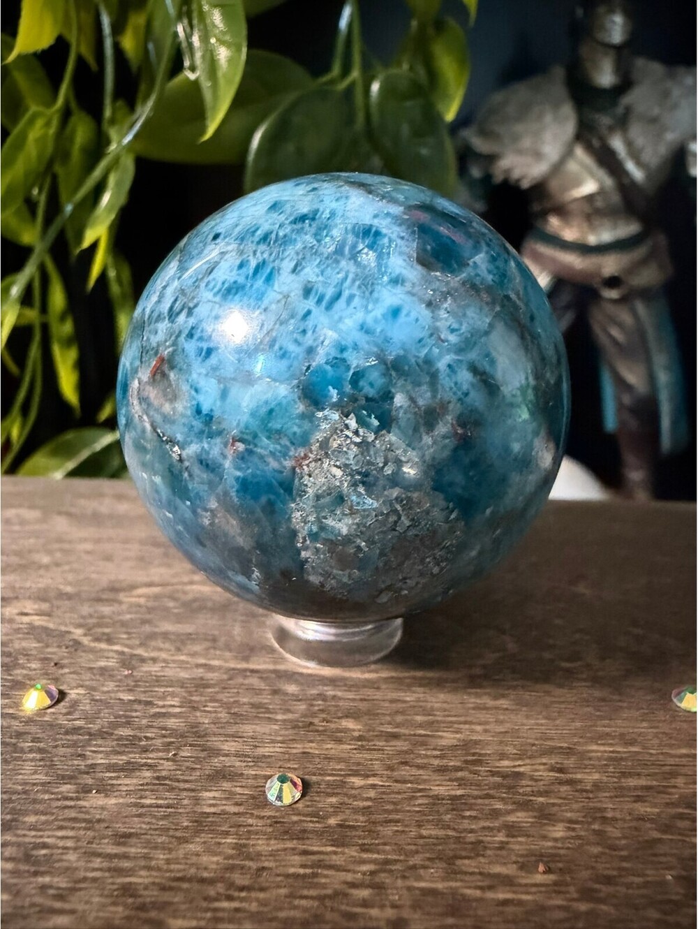 Blue Apatite Crystal Sphere